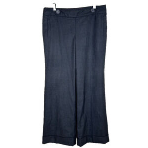 J Crew Womens Sz 14 lined wool Wide leg Pinstriped Cuffed Work Career Y2K